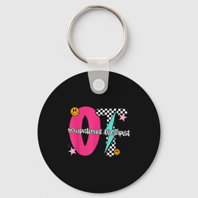 Occupational Therast Retro Checkered Ot Graduation Key Ring (Front)