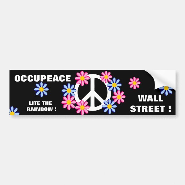 OCCUPEACE WALL STREET! LITE THE RAINBOW BUMPER STICKER (Front)