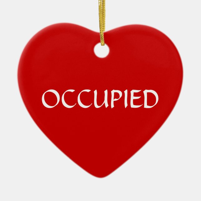 Occupied Vacant Green Red Ceramic Tree Decoration (Front)