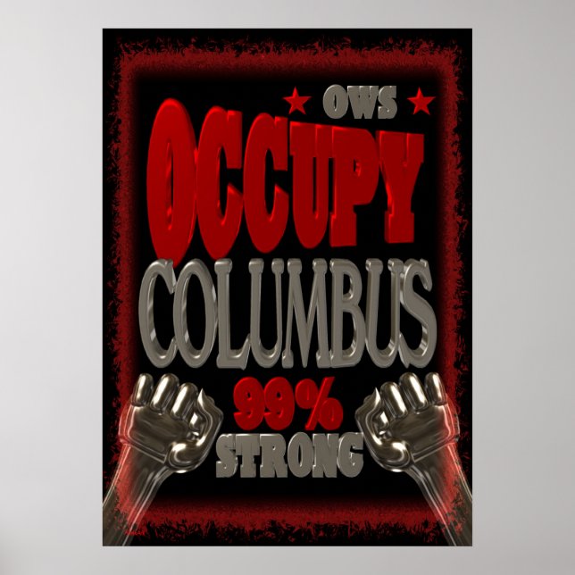 Occupy Columbus OWS protest 99 percent strong Poster (Front)