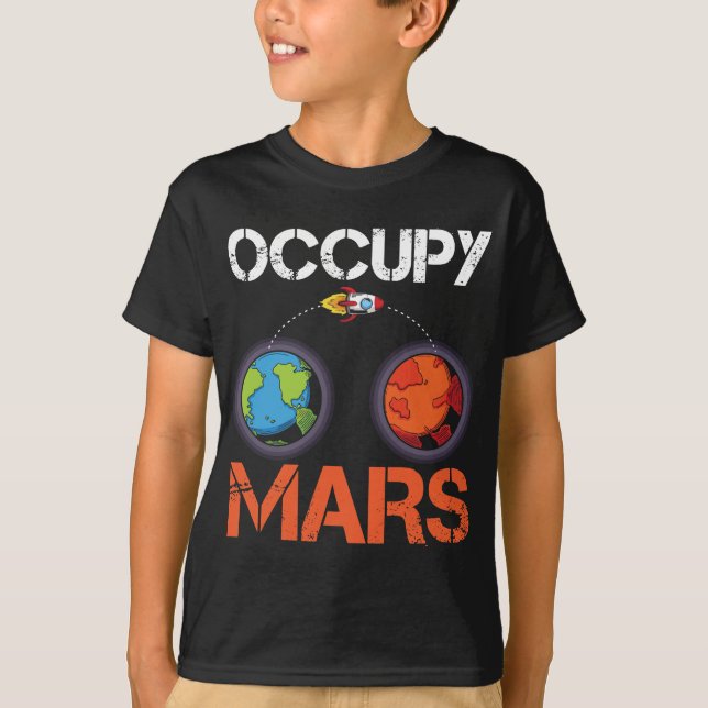 Occupy Mars Austronaut Space Ship Science T-Shirt (Front)