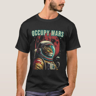 Occupy Mars Funny Cat Astronaut Retro T-Shirt