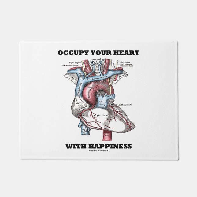 Occupy Your Heart With Happiness Anatomical Humor Doormat (Front)