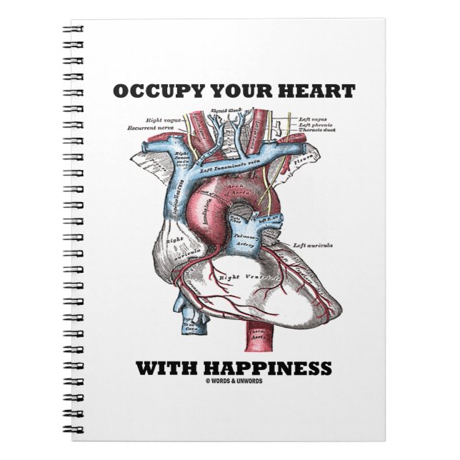 Occupy Your Heart With Happiness (Anatomical) Spiral Notebook (Front)