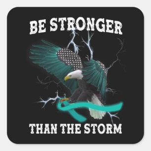 OCD And PTSD Eagle Teal Ribbon Awareness Themed T- Square Sticker