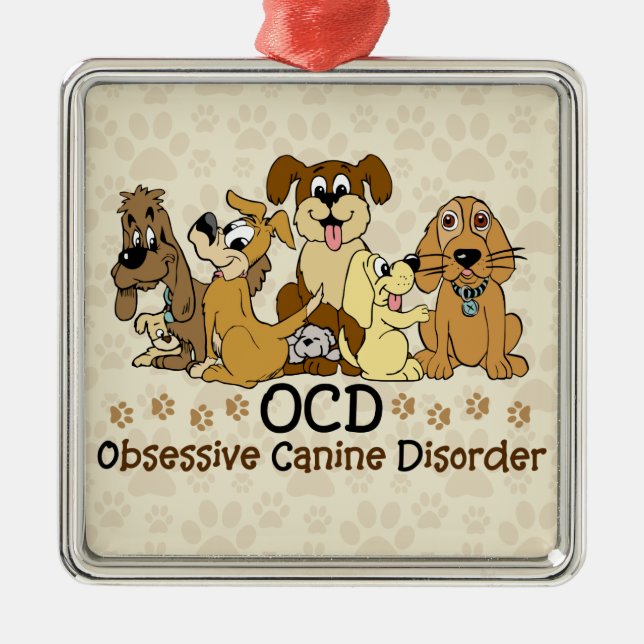OCD Obsessive Canine Disorder Metal Tree Decoration (Front)