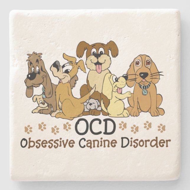 OCD Obsessive Canine Disorder Stone Coaster (Front)