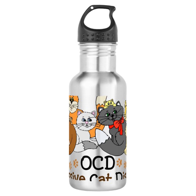 OCD Obsessive Cat Disorder 710 Ml Water Bottle (Front)