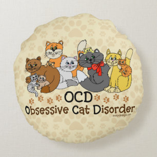 OCD Obsessive Cat Disorder Round Cushion