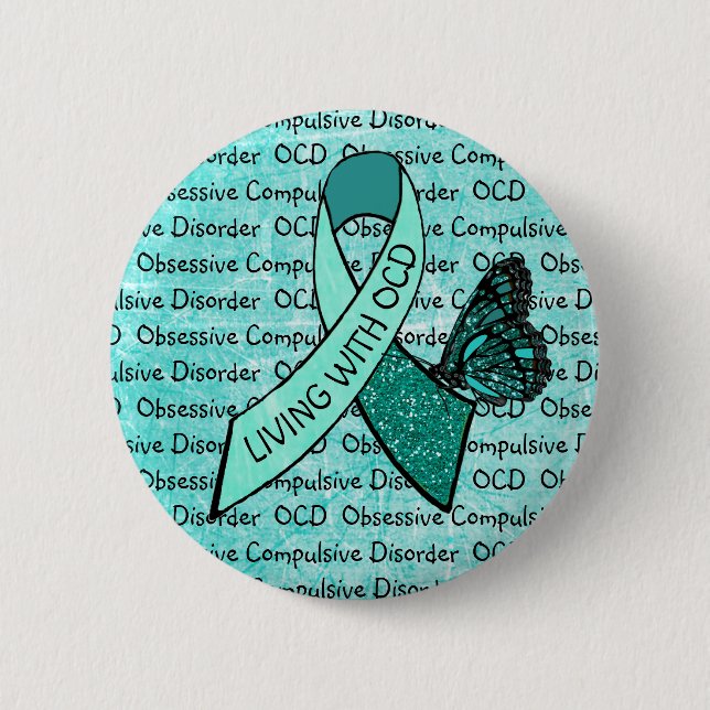 OCD Obsessive Compulsive Disorder Awareness Ribbon 6 Cm Round Badge (Front)