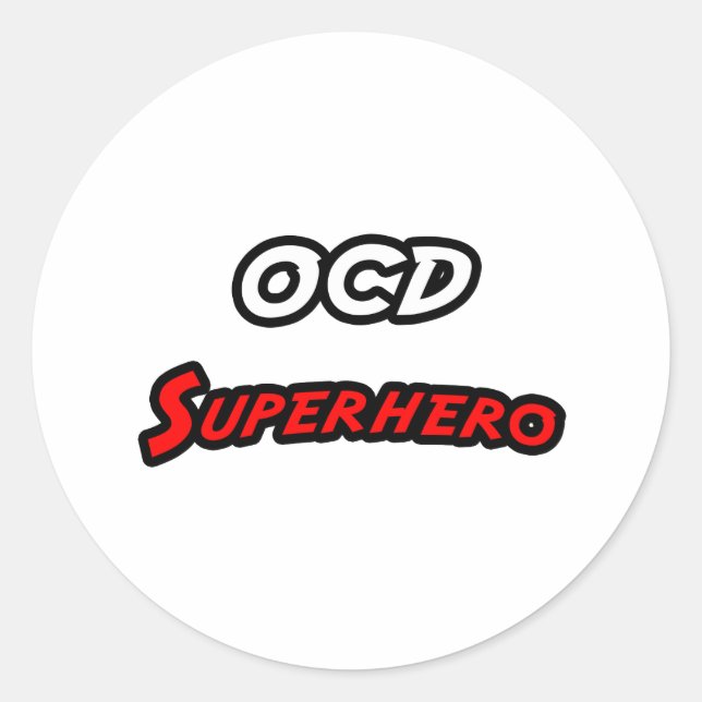 OCD Superhero Classic Round Sticker (Front)