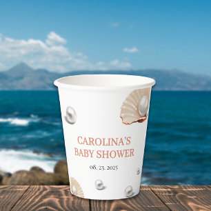 Ocean a little pearl under the sea baby shower paper cups