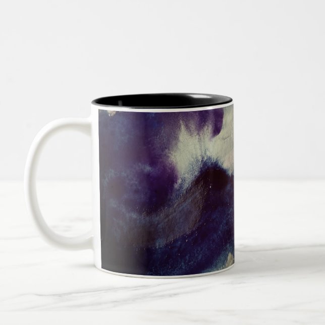 Ocean Abstract Art Two-Tone Coffee Mug (Left)
