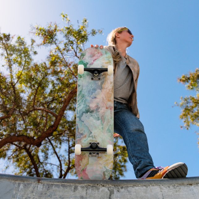 Ocean Abstract Watercolor Grunge Pattern  Skateboard (Outdoor 1)