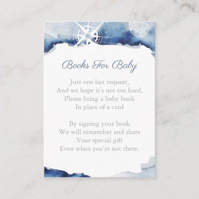 Ocean Adventure Baby Shower Bring A Book For Baby Enclosure Card (Front)