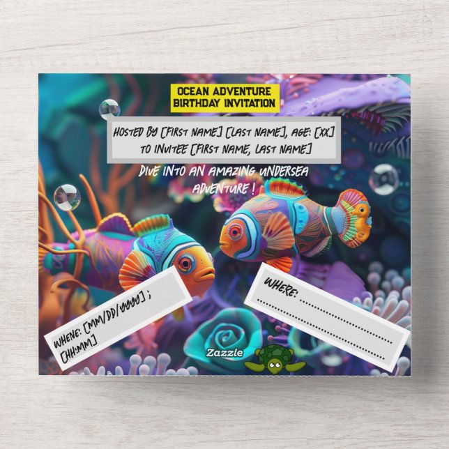 Ocean Adventure Birthday  – Flat card  (Front)