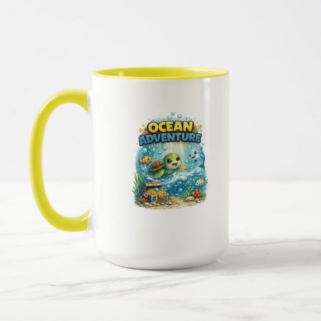 Ocean Adventure Cute Sea Turtle Coffee Mug (Left)