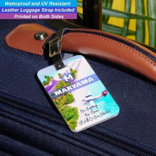 Ocean Adventures on Tropical Sands Name Initial Luggage Tag