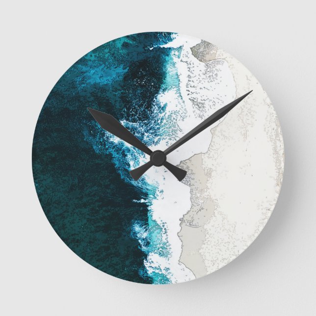 Ocean And Beach Round Clock (Front)
