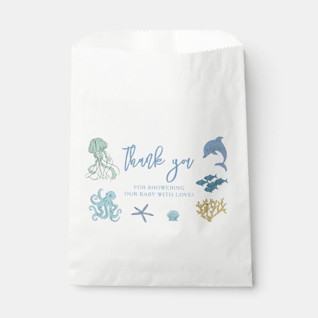 Ocean Animal Blue Baby Shower Favour Bags (Front)