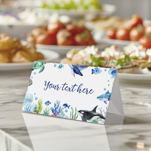 Ocean Animal Boy Birthday Food Place Card Whale