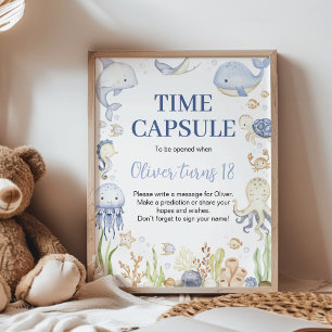 Ocean Animal Boy Birthday Time Capsule Sign