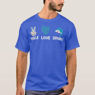 Ocean Animal Cute Shark Love Peace Love Sharks  T-Shirt