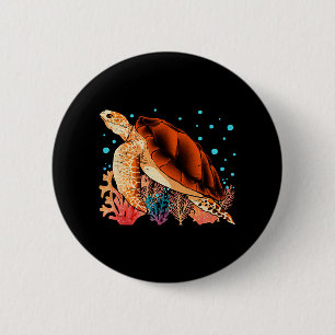 Ocean animal gift colourful turtle 6 cm round badge
