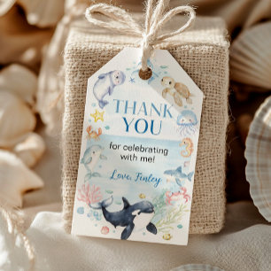 Ocean Animal Kids Under the Sea Birthday Thank You Gift Tags