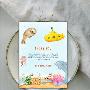 Ocean Animal Nautical Marine Baby Shower Thank You Card