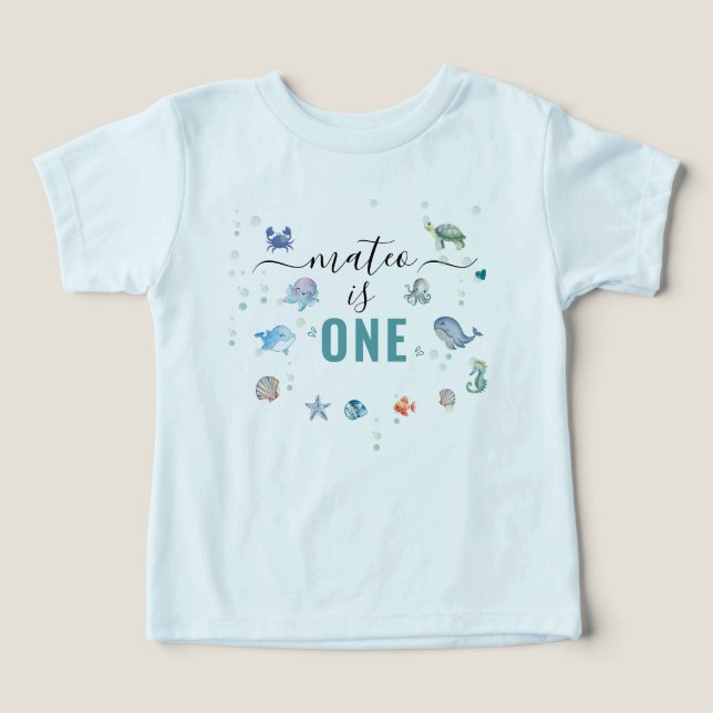 Ocean Animal One Custom Name 1st Birthday (Design Front)
