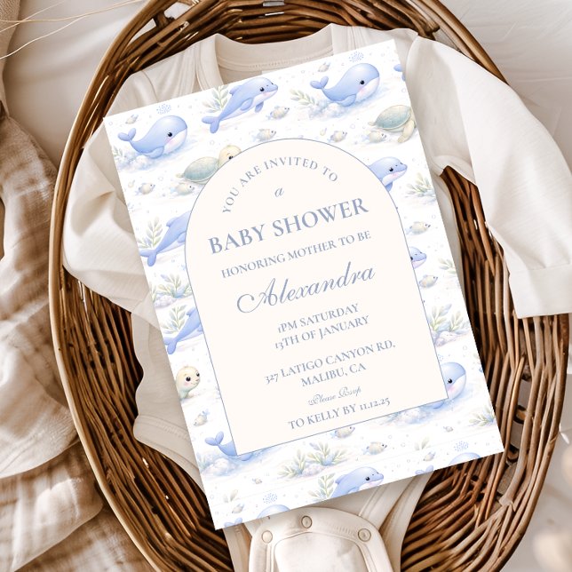 Ocean Animals Arch Elegant Baby Shower Invitation (Creator Uploaded)