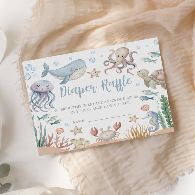 Ocean Animals Baby Shower Diaper Raffle Enclosure Card (Creator Uploaded)
