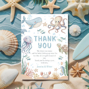 Ocean Animals Baby Shower Thank You Card