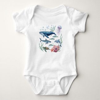 Ocean Animals Baby, Summer Sea Life Baby Baby Bodysuit