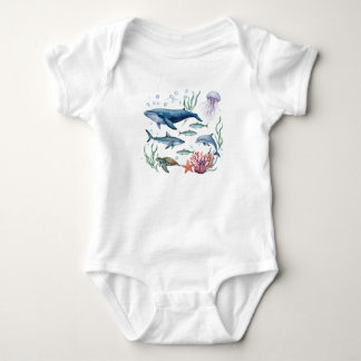 Ocean Animals Baby, Summer Sea Life Baby  Bodysuit