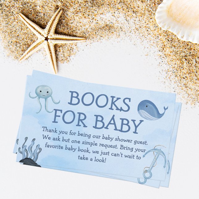 Ocean Animals Books For Baby Shower Coastal Blue Enclosure Card (Creator Uploaded)