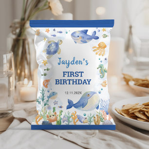 Ocean Animals Boy Birthday Chip Bag Wrapper