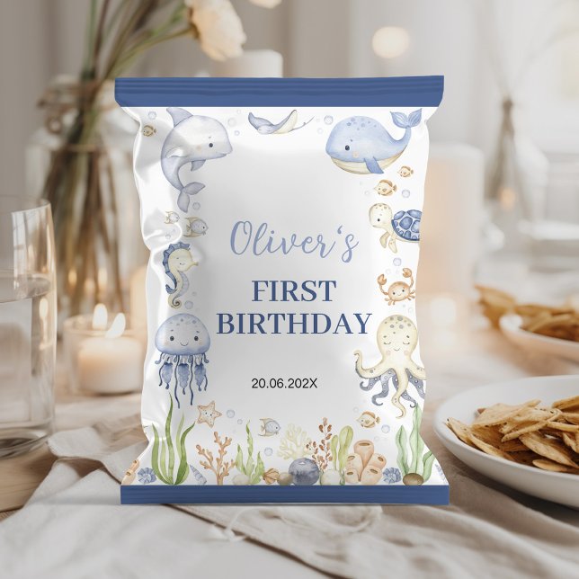 Ocean Animals Boy Birthday Chip Bag Wrapper (Creator Uploaded)