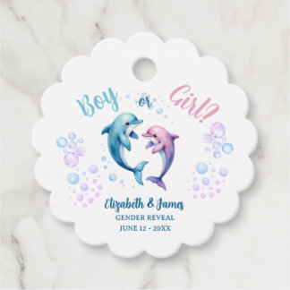 Ocean animals Boy or Girl Gender Reveal Party Favour Tags