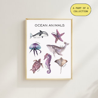 Ocean Animals Educational Poster