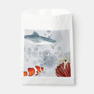 Ocean Animals Fish Shells Party Blue Thank You Favour Bags