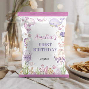 Ocean Animals Girl Birthday Chip Bag Wrapper