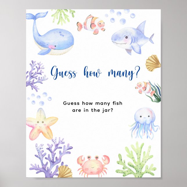 Ocean animals - How many fish are in the jar Poster (Front)