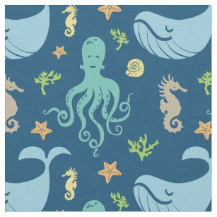 Ocean Animals   Nautical Nursery Fabric