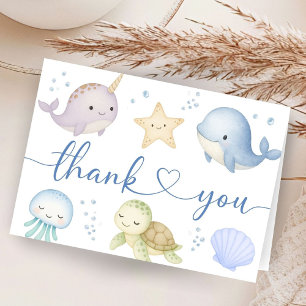 Ocean Animals Sea Baby Shower Ocean Thank You Card