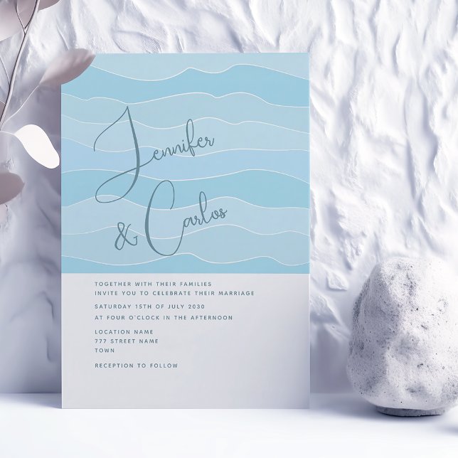 Ocean Aqua Blue Wedding Invitation (Creator Uploaded)
