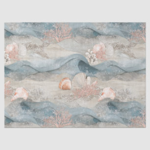 Ocean Aqua Coral Reef Coastal Pattern Tissue Paper