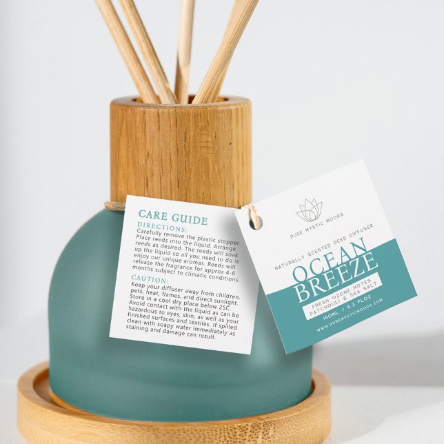 Ocean aqua teal reed diffuser bottle hang tag (Creator Uploaded)