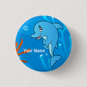 Ocean Aquatic Cute Dolphin Custom Button